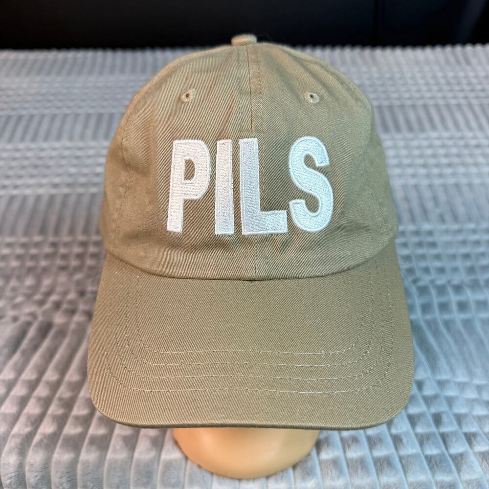 Karbach Brewing Co PILS Beer Hat Khaki Tan Cotton Baseball Cap White Embroidery